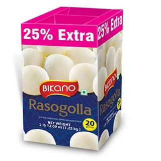Amazon Bestseller - Bikano Rasogolla, 1kg (with 25% Extra) at Just Rs.199 |  Extra 5% GP Rewards !!